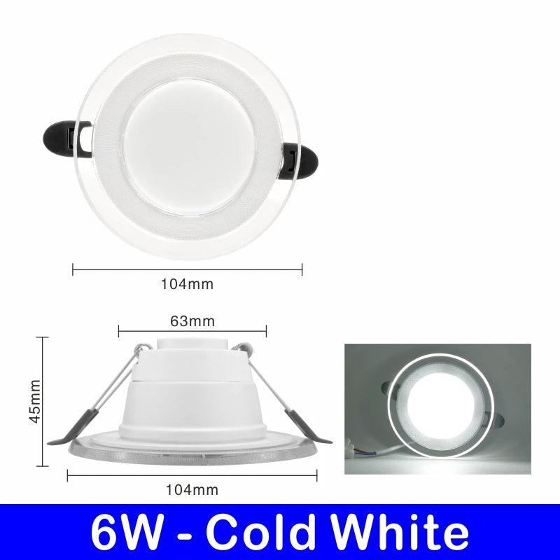 10pcs/lot LED Downlight 6W LED Lamp 220V Spotlight Recessed Round Panel Light 3 Colors Changeable Indoor Lighting Down light