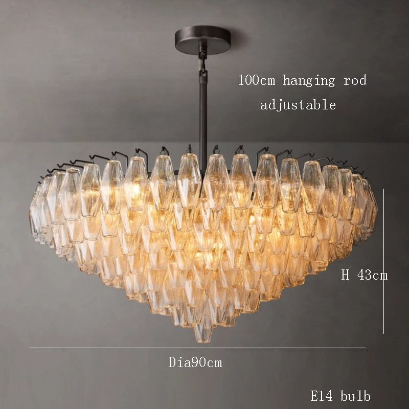 Postmodern Rhomboid Glass Pendant Ceiling Lights 2026 Copper Bronze Home Decoration Chandelier Lighting for Bedroom Living Room