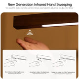 LED Hand Sweep Sensor Pendant Light Black Walnut Wood Modern Hanging Lamps for Dining Living Room Kitchen Office Celling Lamp