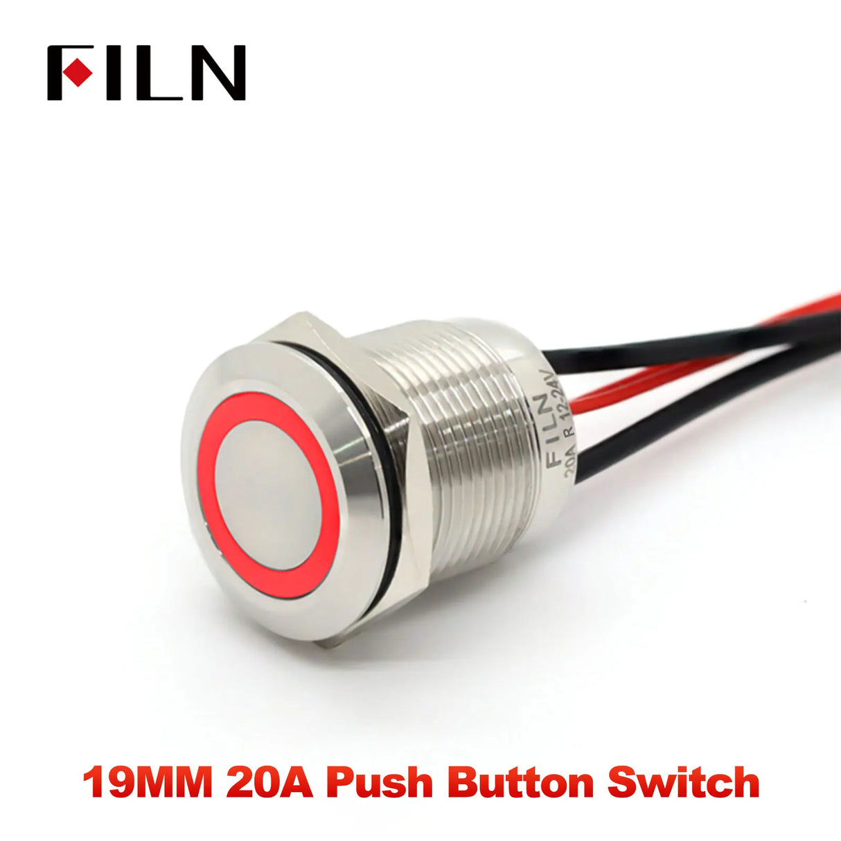 19mm 20A Push Button Switch - IP66 Waterproof Metal LED Light