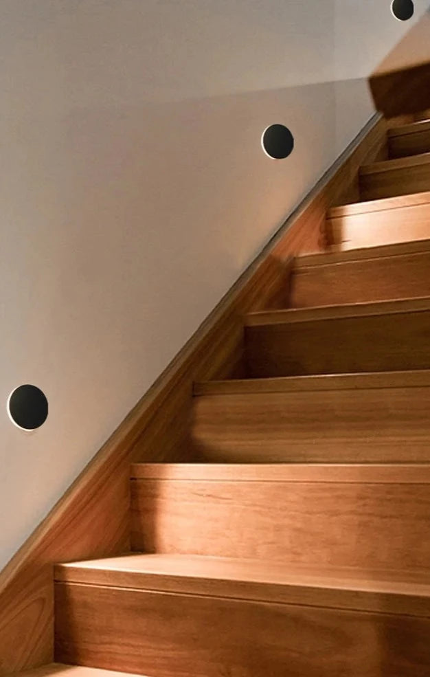 Led Step Light Recessed Wall Lamp Round Stair Lighting Waterproof Indoor &amp; Outdoor Luminaire for Bathroom Yard Balcony Deck