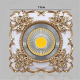 European Square Resin Golden Lace LED Recessed Downlight (3W/5W 220V) - Luxury Vintage Ceiling Spotlight Fixture (Fits 7.5cm Cutout) for Foyer, Dining Room & Corridor Decor