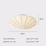 Nordic Wabi Sabi Silk Ceiling Light - Round LED Japandi Lamp for Living Room