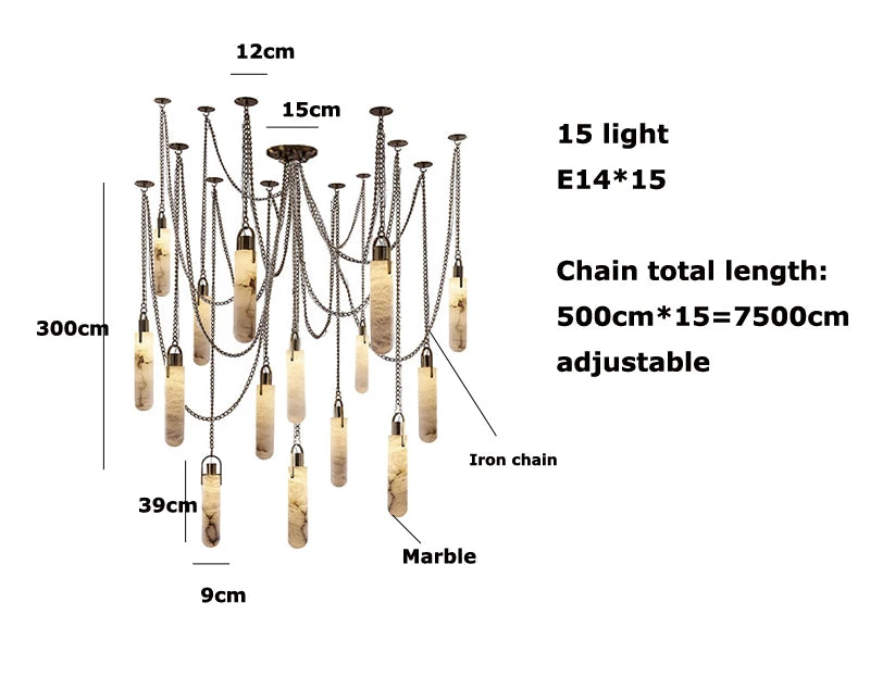 Marble Design Gold Chrome Dimmable LED Hanging Lamps 2026 Chandelier Suspension Luminaire Lampen For Dinning Room