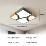 2026 Modern Nordic Style LED Chandelier Living Room Bedroom Kitchen Children Room Study Lamp Wood Geometric Design Ceiling Li