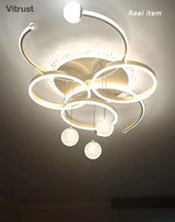 Modern Crystal Ceiling Light Dimmable Flush Mount LED Chandelier for Living Room Dining Room Hallway Lighting
