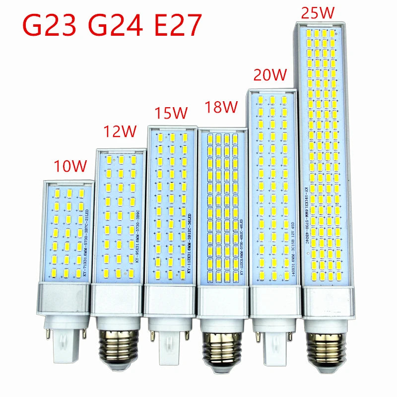 10W 12W 15W 18W 20W 25W E27 G24 G23 LED Corn Bulb Lamp Light SMD 5730/5630 Spotlight 180 Degree AC85-265V Horizontal Plug Light