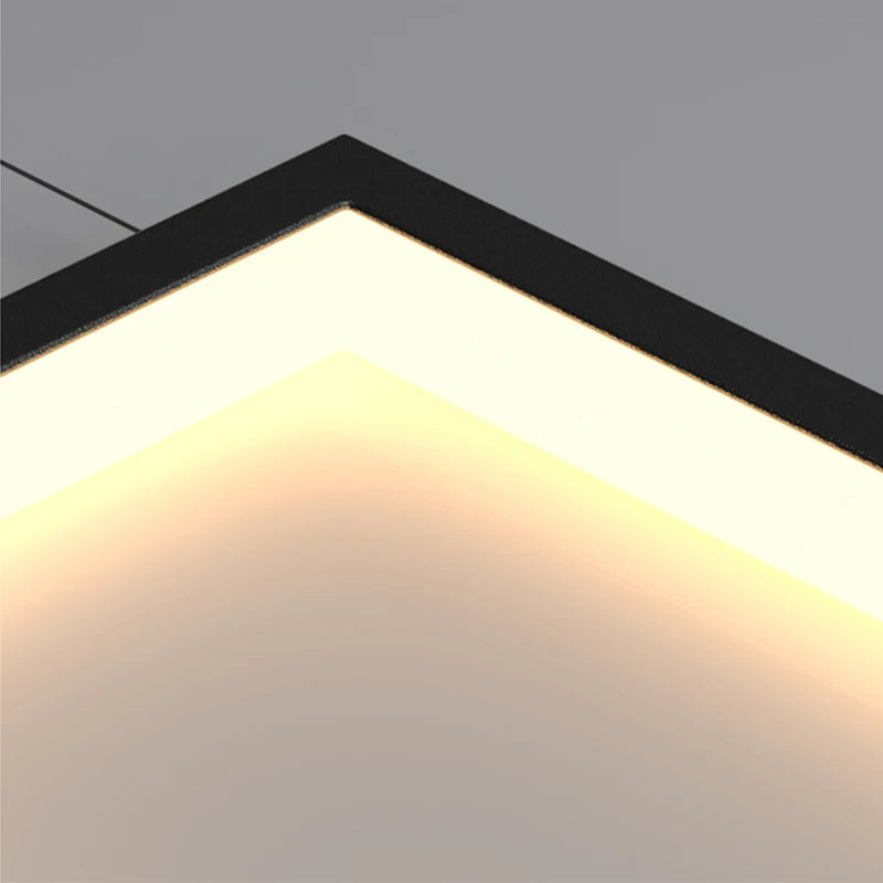 Large Modern Chandelier For Staircase Led Home Decors Hanging Lamp Black /Gold Indoor Lighting Luxury Creative Rectangle Luster&#39;s