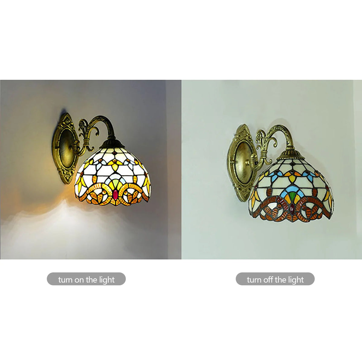 Style Beige Dome Glass Wall Lamp, Victorian Style, For Bedroom, Living Room, Dining Room, Balcony, Loft