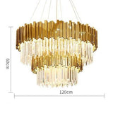 LED Gold Chrome 2 Layer Crystal Ceiling Chandeliers 2023 New Trend Lighting Lustre Suspension Luminaire Lamp For Living Room