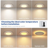 12-Pack LED Recessed Dimmable Downlights - 9W Ultra-Thin Canless Wafer