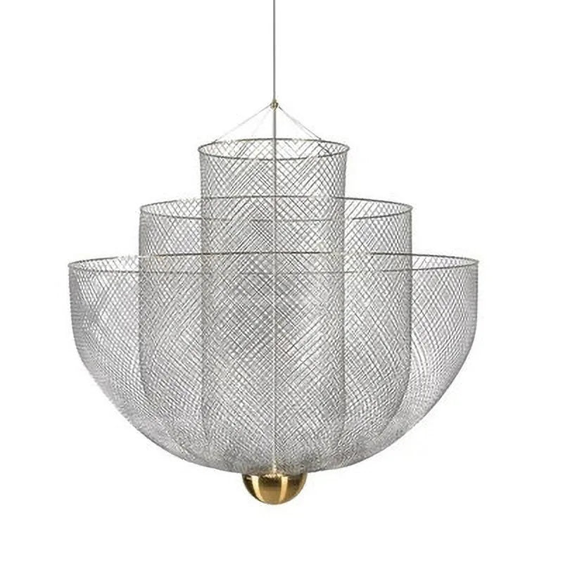 Modern New Indoor Decorative Simple Birdcage Chandelier Mesh Metal Design Living Room Dining Room Light Lobby Mesh Chandeliers