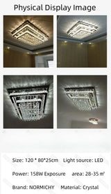 Modern Luxury Crystal LED Chandelier For Living Room Bedroom Dining Room Kitchen Ceiling Lamp Silver Chrome Remote Control Light