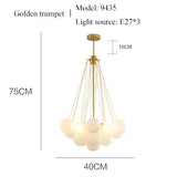Nordic Simple Frosted Glass Bubble Ball Chandelier Bedroom Clothing Store Lamp Cloud Soft Look Children Room Pendant Lights LED