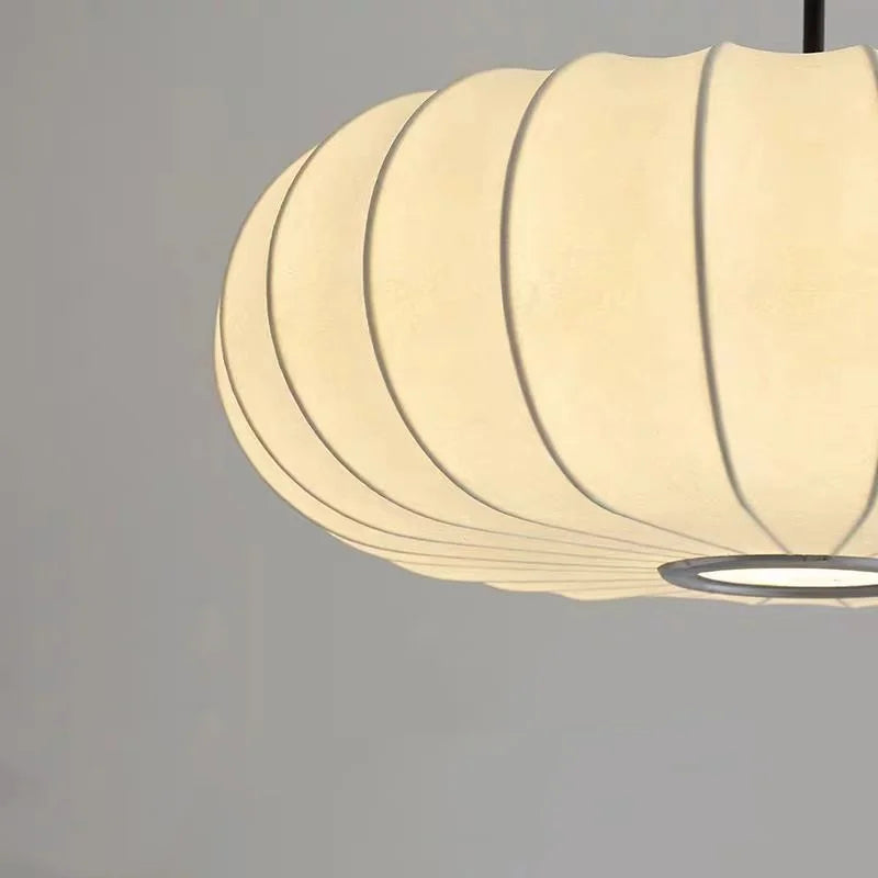 Nordic Simple White Silk LED Pendant Light - Modern Textile Ceiling Hanging Lamp Fixture for Dining Table, Coffee Table, Tea Room & Bedroom