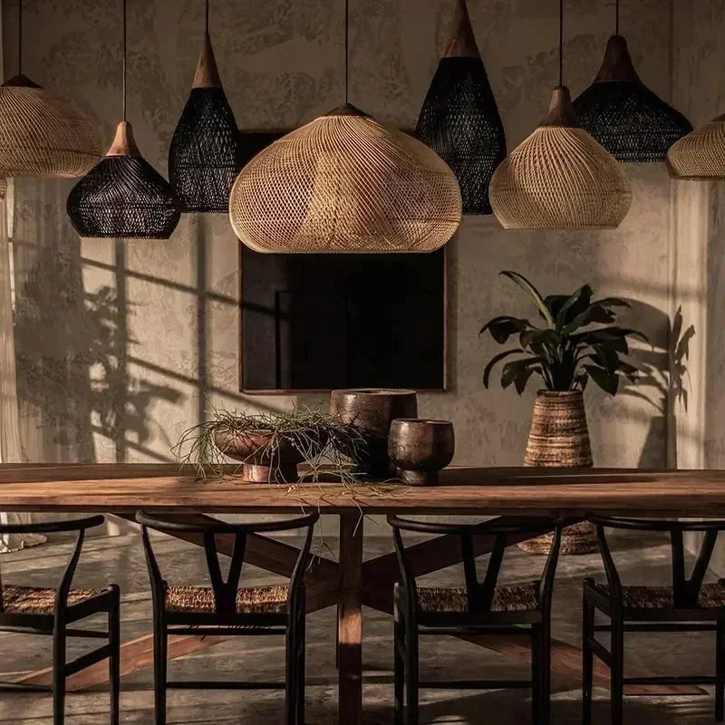 2026 Southeast Asian Rattan Lamps Handmade Pendant Lights Hight Quality Dining Room Restaurant Kitchen Light Fixtures