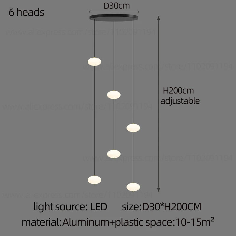 LED Minimalist Style Chandelier Hanging Stairs Pendent Lamp Designer Living Room Kitchen Bedroom Pendant Light Indoor Lighting