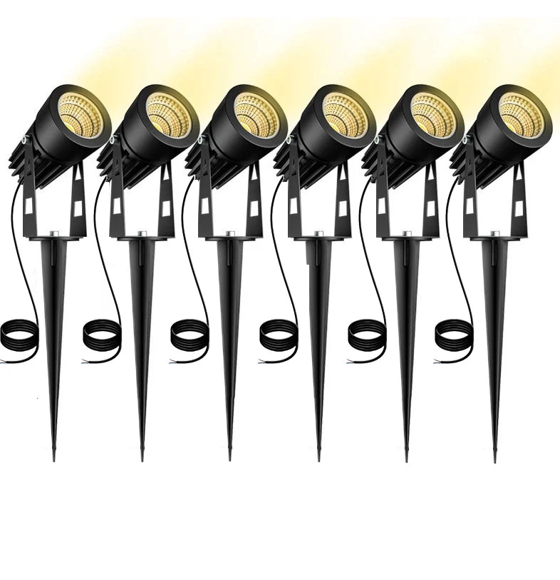 Aluminium LED Garden Lighting 5W Outdoor Spike Lawn Lamp Waterproof Lighting Led Spotlights 0.5 Meter Wire AC110V 220V DC12V 24V
