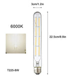 Vintage Tubular LED Filament Light Bulb - T10 T30 Long Tube 4W 6W 8W Edison Lamp