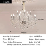 Luxury Home Crystal Chandeliers Villa Lighting for Living Room Decorate LED Ceiling Pendant Lights Indoor Hanging Lights Fixture