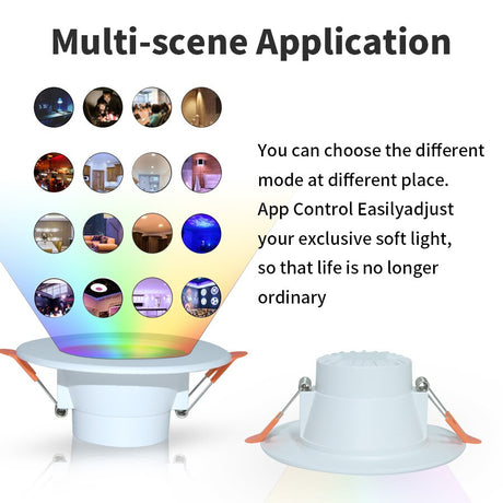 Smart Ceiling Lights RGB Tuya Wi-Fi Bluetooth LED Downlights Recessed Spotlight Alexa Lamps Control Alexa Google Home