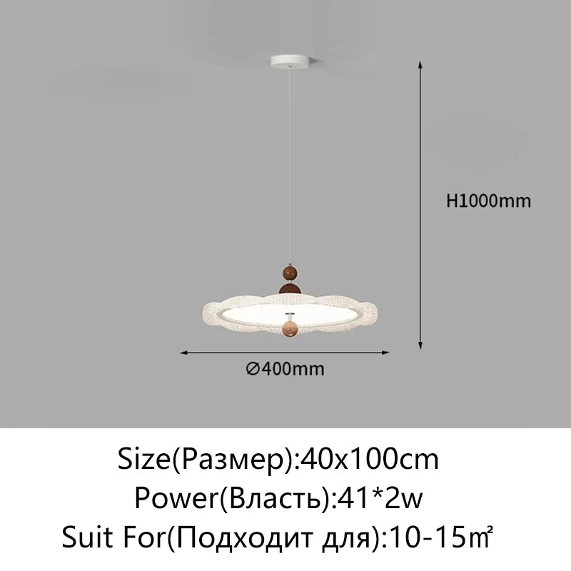 Nordic Modern Walnut Wood Grain Pendant Light - Dimmable LED Chandelier