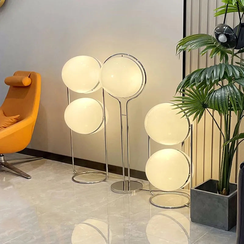 Desk lamp LED Metal Chrome Light Living Room Hotel Room  White Acrylic Ball Lights Home Art Deco art work light