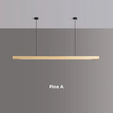 Nordic Wood Pendant Lights Modern Simple Walnut long Linear chandelier kitchen island office dining room bar hanging lamp LED