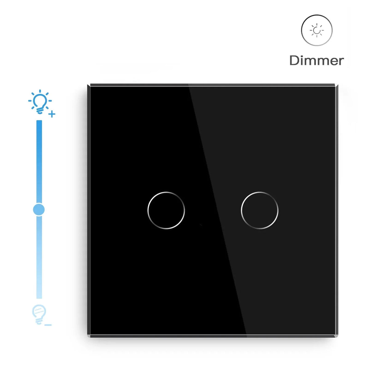 LED Wall Touch Switch 2Gang 1Way LED Dimmer Switch Light Dimmers Glass ...