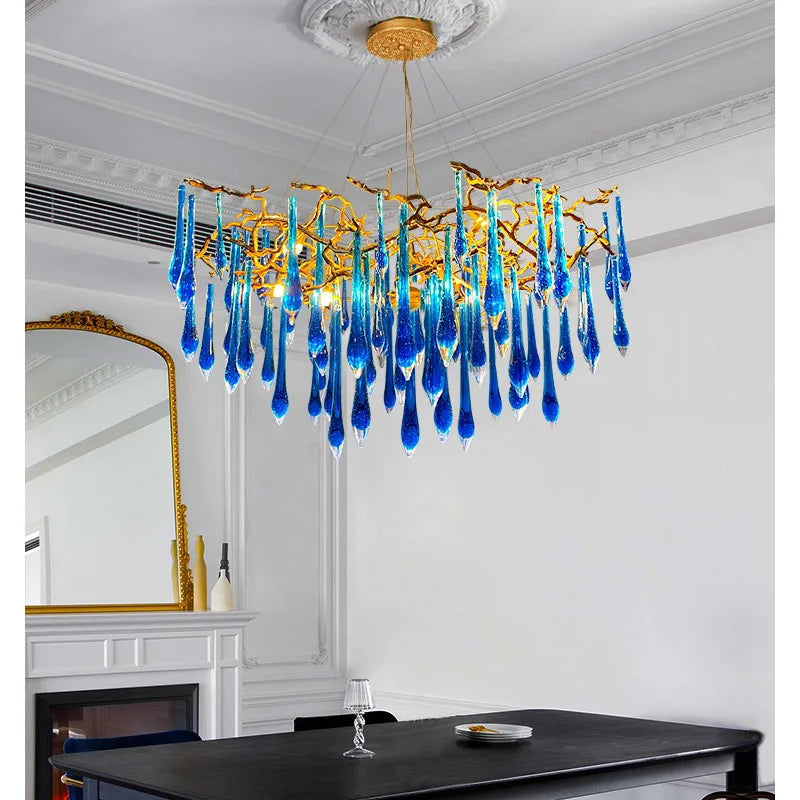 Light Luxury Crystal Chandelier Postmodern Minimalist Living Room Tree Branch Lamp Artistic Dining Room Pendant Lamp