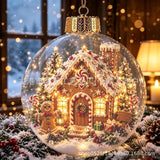 8cm LED Light Up Christmas Ball Ornament Santa Claus Snowman Glowing Plastic Bauble Xmas Tree Hanging Pendant Xmas Party  Decor