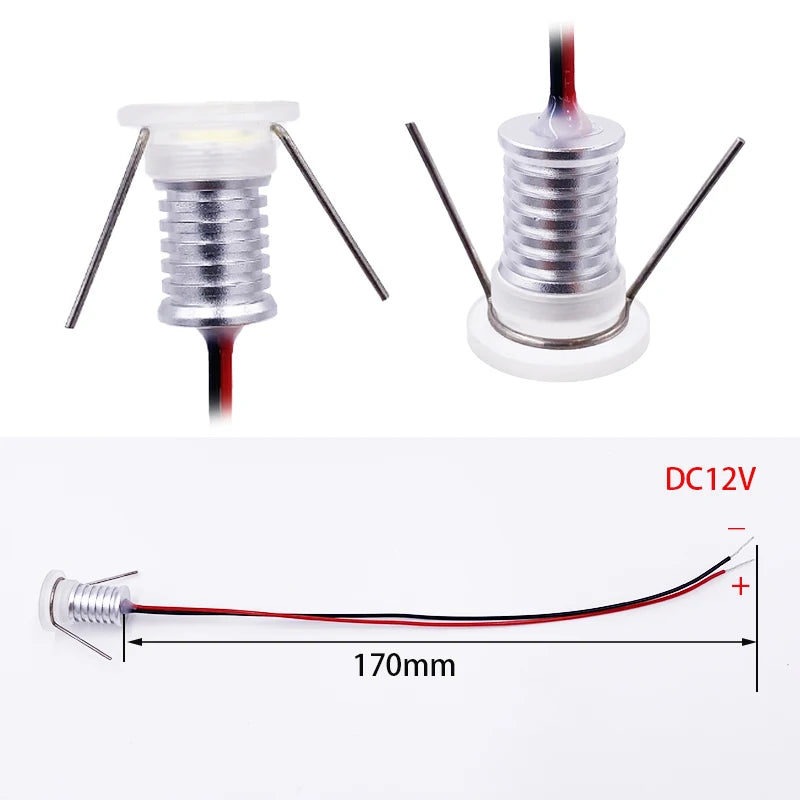 Mini IP65 Waterproof Acrylic LED Spotlight (0.5W / 1W, DC 12V) - Micro Recessed Downlight for Ceiling, Cabinets, Stairs & Display