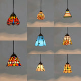 Colorful Mediterranean Style Bohemia Lamp Stained Glass Shade Mosaic Pendant Light for dining room bar lighting