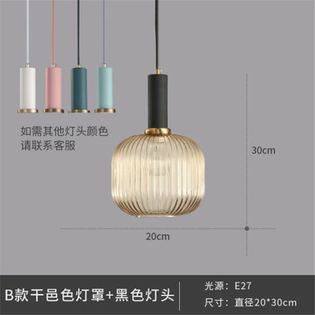 Nordic Retro restaurant colorful Glass pendant lights Creative living room Lamp Simple bedside lamp LED E27 light