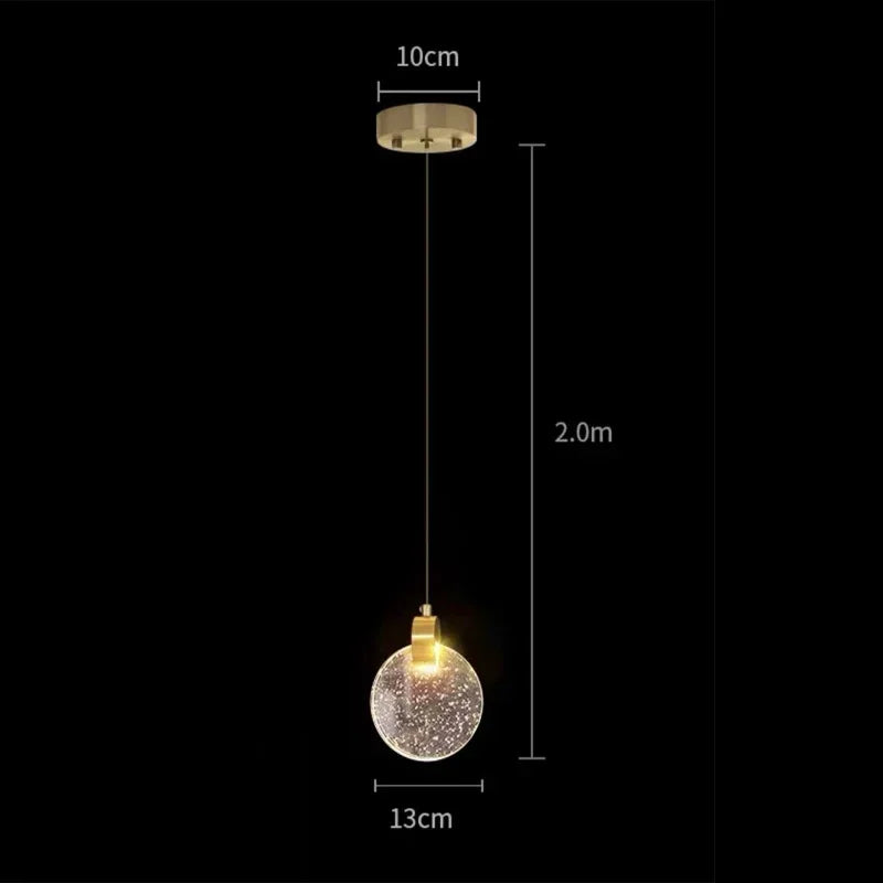 Nordic LED Pendant Lights Luxury Crystal Hanging Lamp Indoor Lighting for Home Living Dining Bed Room Kitchen Bathroom Decor