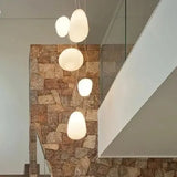 Modern Milky White Glass Whorls Cocoon Pendant Light For Kitchen Dining Table Study Room Acrylic House Decor Hanging Lamp