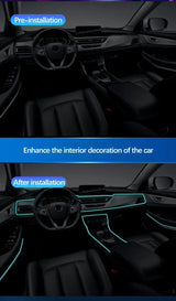 Car Interior RGB LED Atmosphere Light Strip USB Fiber Optic Neon Invisible Ambient Lamp Center Console Door Decoration Trim