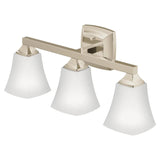 3-Light Dual-Mount Bath Vanity Fixture Frosted Glass in Polished Nickel