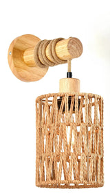 Hemp Rope Wall Sconce - Modern Farmhouse Cylinder Light for Bedroom & Hallway