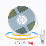5M 10M 15M 20M 110V 220V COB LED Strip Light Super Bright 240LEDs/M 2PIN Wire Tape Flex Ribbon EU US Plug Room Lighting 8MM PCB