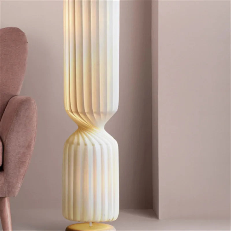 Nordic pleated Floor Lamp wabi- sabi white Fabric Lamp For Living Room Bedroom Loft Decors LED corner long strip Standing Light