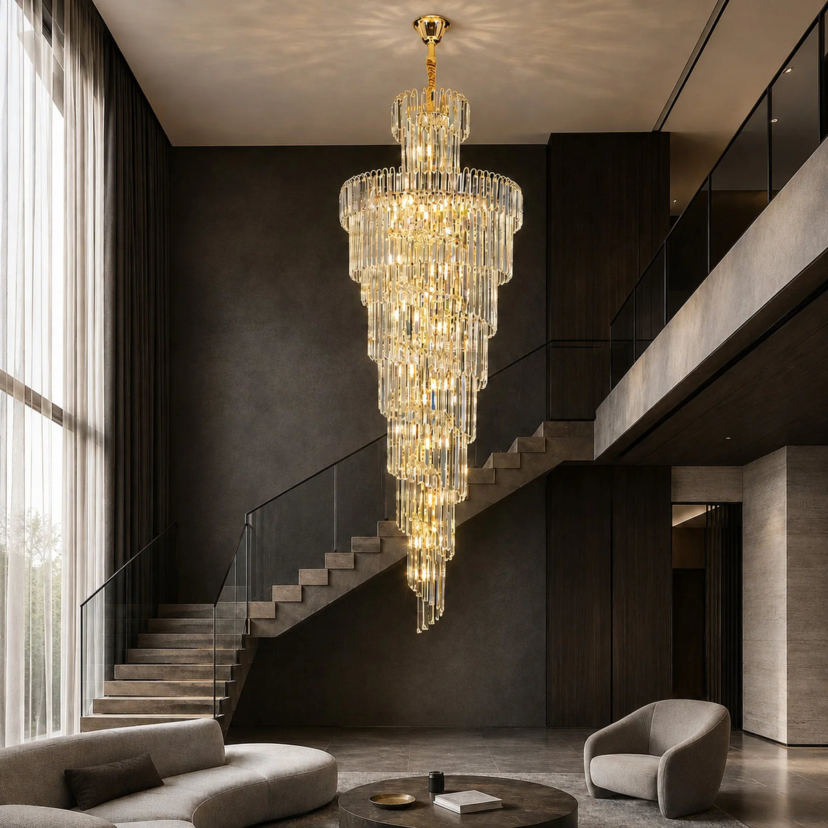 Luxury Crystal Chandelier Light - Grand Pendant Lamp Fixture for Villa Foyer, Hotel Lobby, Living Room & Staircase