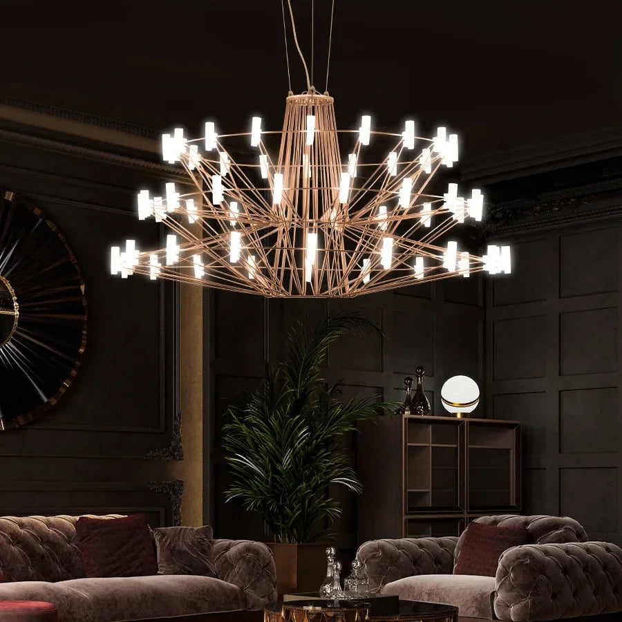 Moooi Coppelia Designer Loft Villa Duplex Chandelier Luxury High-end Living Dining Room LED Round Iron Wire Decor Lighting