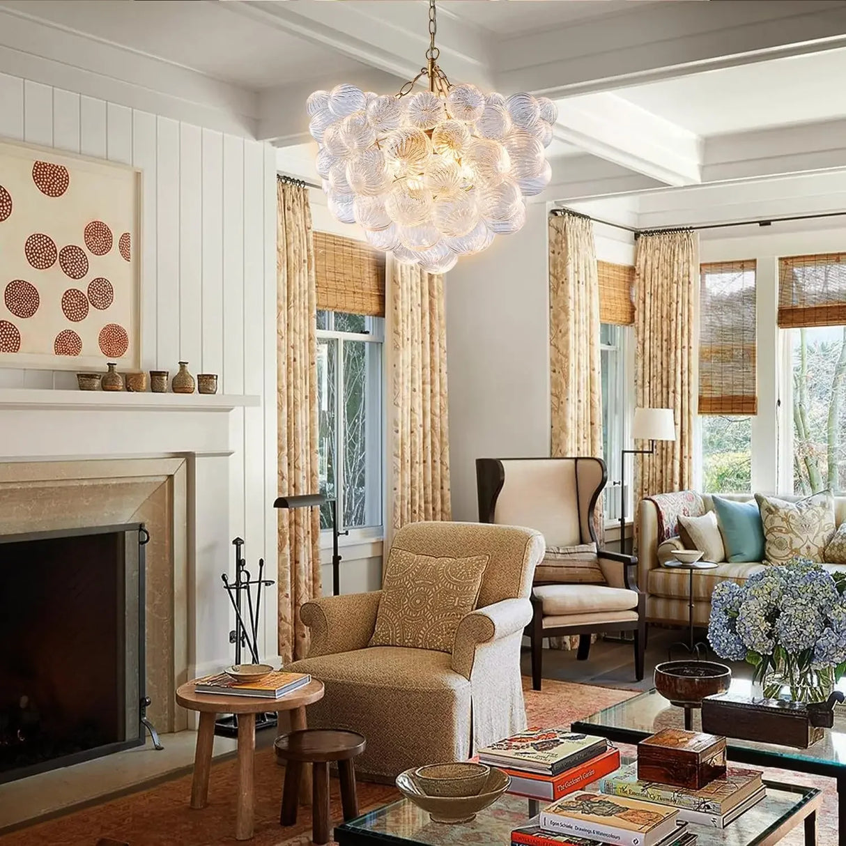 Artpad Nordic Glass Bubble Hanging Chandelier Bedroom Round Ball Ceiling Pendant Light LED Ceiling Chandelier for Living Room