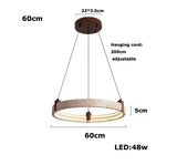 Wabi-sabi Natural Stone Pendant Light - Travertine Ring Suspension Luminaire