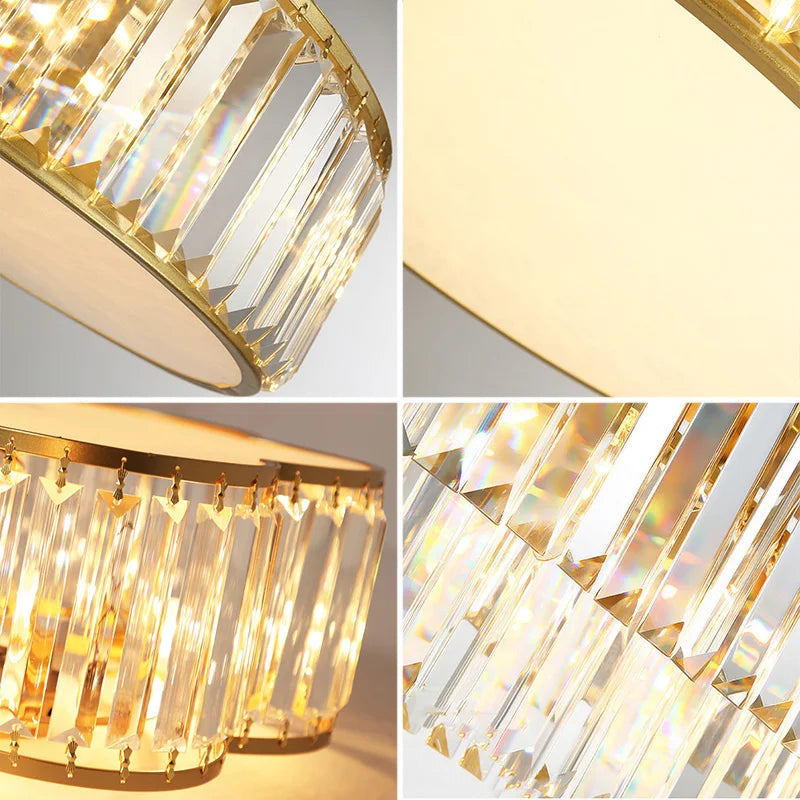 Modern Geometric Crystal Ceiling Light - Round & Square LED Lamp for Bedroom