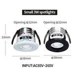 32mm hole recessed mini Spotlight  3w LED ceiling light 110 volt 220V indoor embedded small downlight with driver set