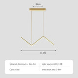 Modern LED Pendant Light Nordic Gold Hanging Chandelier For Tubular Restaurant Kitchen Office Coffee  Indoor Decorative Lamps