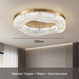 Luxury Gold Lustre Crystal Chandelier Rounded Copper Ceiling Lamp for Dining Living Room Bedroom Home Decoration