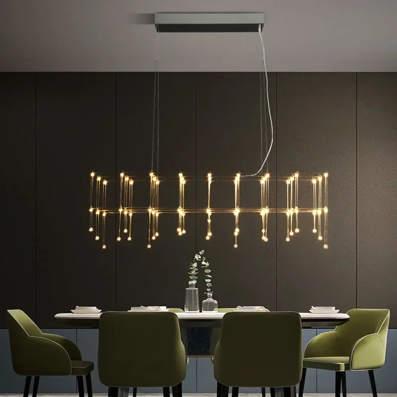 Nordic Creative Rectangular Luminaire Starry Chandelier Minimalist Front Desk Clothing Store Bar Rectangular Lighting
